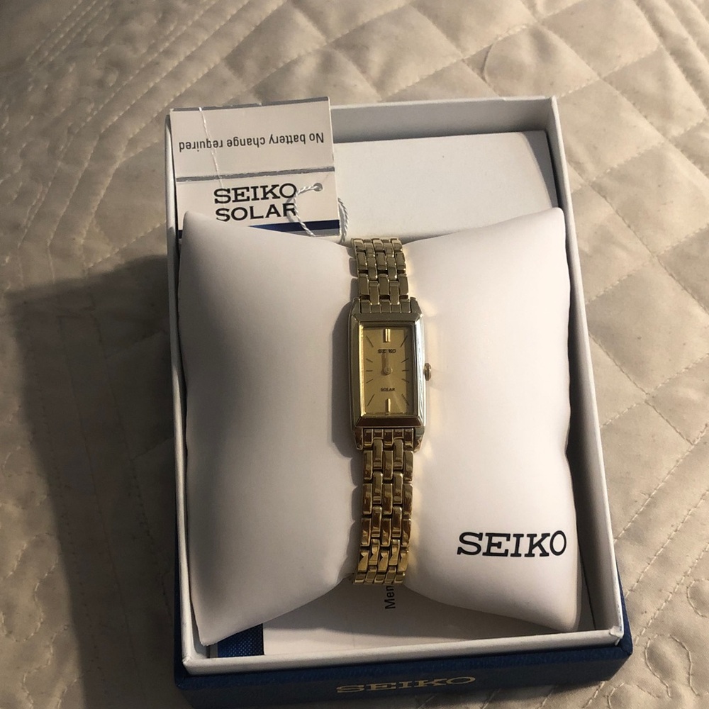 Seiko Gold-Tone Rectangular Women's Bracelet Watch